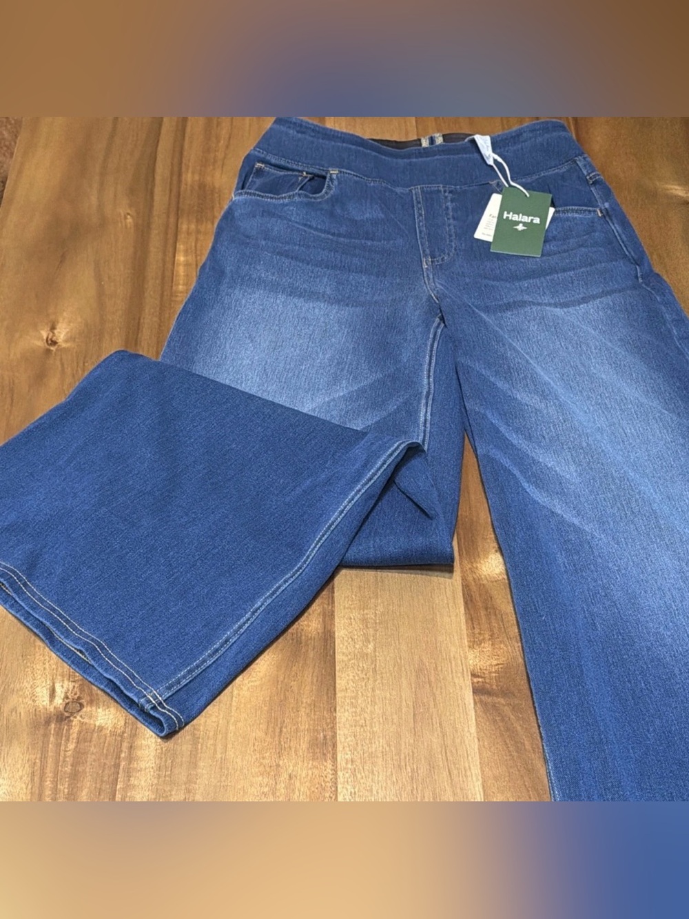 Halara High-Waisted Wide Leg Flex Denim Jeans Medium Wash Blue Size S Regular
